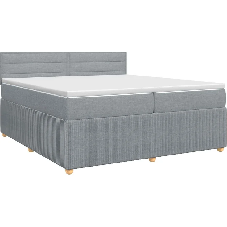vidaXL Boxspringbett mit Matratze Hellgrau 200 x 200 cm Stoff 3451538 – Bild 2