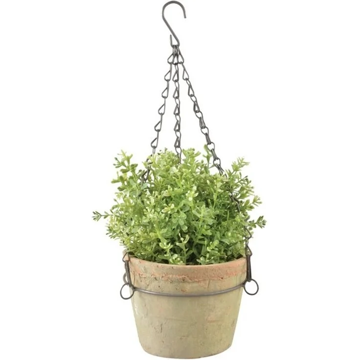 Aged Terracotta Topf mit Metallhalter zum aufhängen – Bild 2