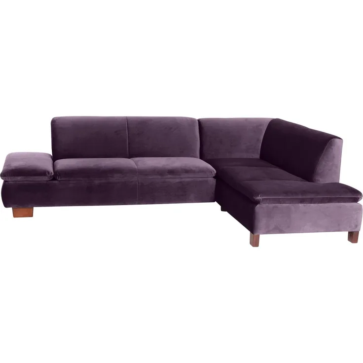 Ecksofa mit Ottomane rechts Kaye Bezug Samtvelours Buche nussbaum dunkel / purple 23081