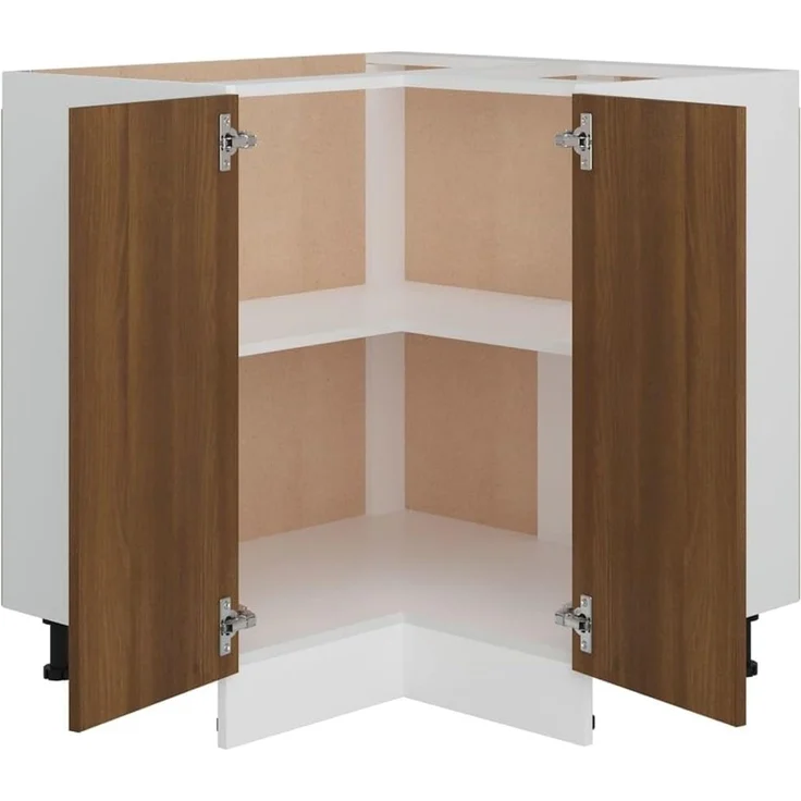 vidaXL Eckunterschrank 2 Regalböden Küchenschrank Küchenzeile Eckschrank Küchenmöbel Einbauküche Schrank Eichen-Optik 75,5 x 75,5 x 81,5 cm Holzwerkstoff – Bild 5