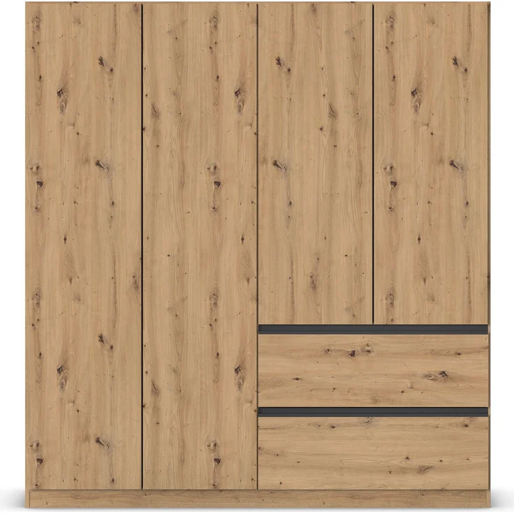 rauch Kleiderschrank, Drehtürenschrank COSTA, 4-türig, push-to-open, Eiche Artisan, 181 x 197 x 54 cm – Bild 2