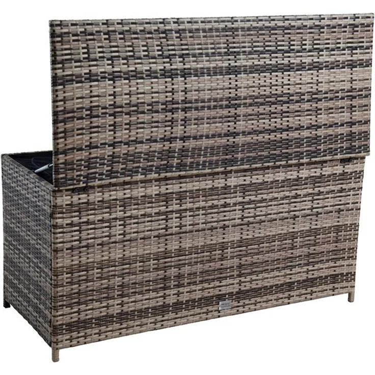 Polyrattan Auflagenbox Kissenbox Gartenbox 114 cm Aufbewahrungsbox Beige-Braun – Bild 7