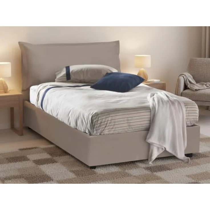 Talamo Italia - Quadratisches und halbes Bett Clara, Containerbett mit Kunstlederbezug, 100% Made in Italy, Frontöffnung, inklusive Matratze Cm 120x190, Turteltaube – Bild 9