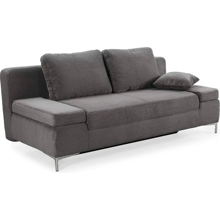 Schlafsofa Federkern Armlehnen verstellbar Couch Bettkasten Cord Dunkelgrau – Bild 6