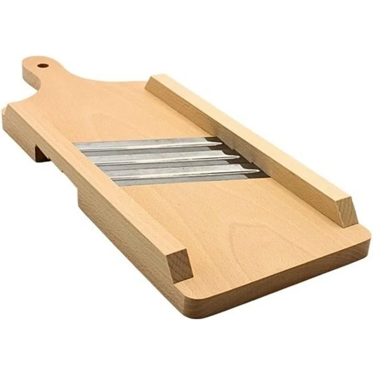 Dekohelden24 Gemüsehobel Holzbrett - Gurkenhobel - Krauthobel mit integriertem Schneider in, Holz – Bild 4