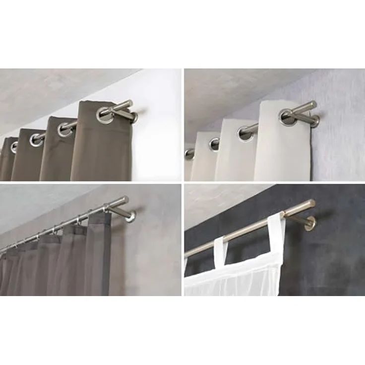 iso-design Gardinenstange 20 mm Farbe Edelstahl, Endstück Kappe, Ø 20 mm, 1-läufig, Fixmaß, verschraubt, Metall, Rohr aus Edelstahl – Bild 4