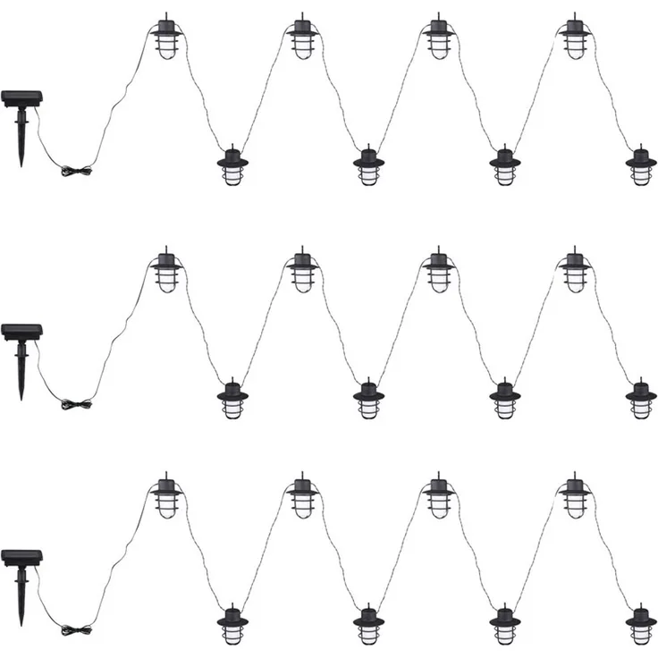 LED Solar Lichterkette, 24 Laternen Flammeneffekt, L 200cm