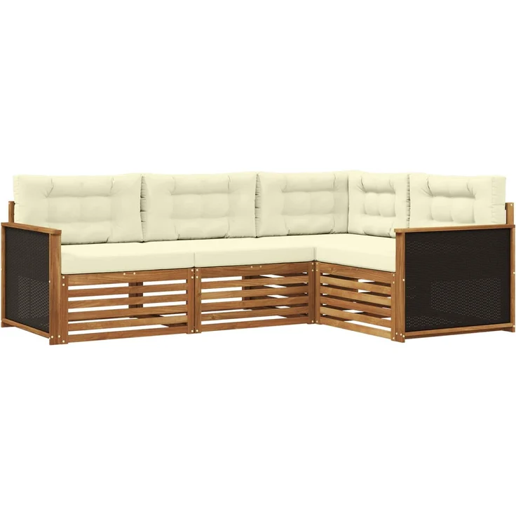 vidaXL Outdoor-Sofagarnitur 4 stk. 4-Sitzer Natur und Creme 3383283 – Bild 2