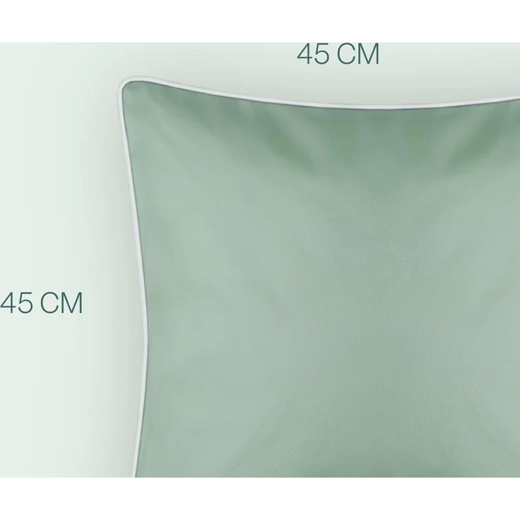 Outdoor Kissen mit Paspel ( 45 x 45 cm ) Dekokissen Garten - Reißverschluss - Schmutz- und Wasserabweisend - abnehmbarer Kissenbezug Mintgrün 2er-Pack – Bild 2