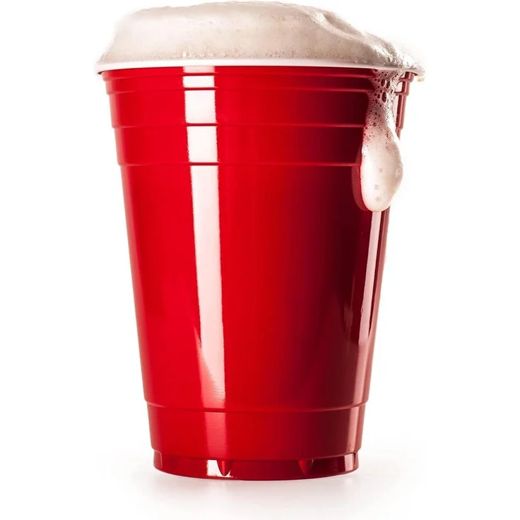Beer Pong Becher Set mit 50 Bechern und 5 Bällen, Kunststoff rot / blau, 473 ml – Bild 2