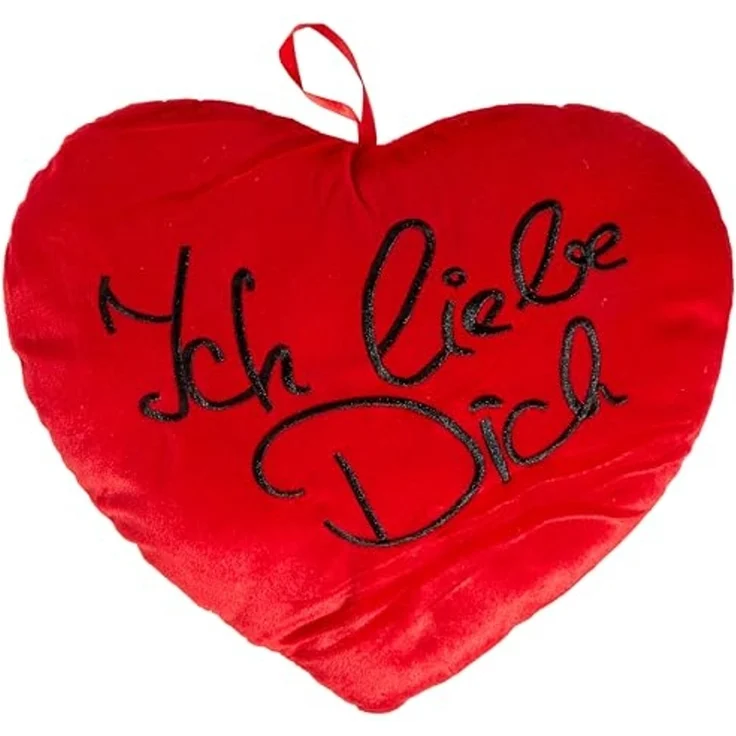 Out of the Blue Zierkissen OOTB Rotes Plüschherz, Ich liebe Dich, ca. 35 cm S/L – Bild 2