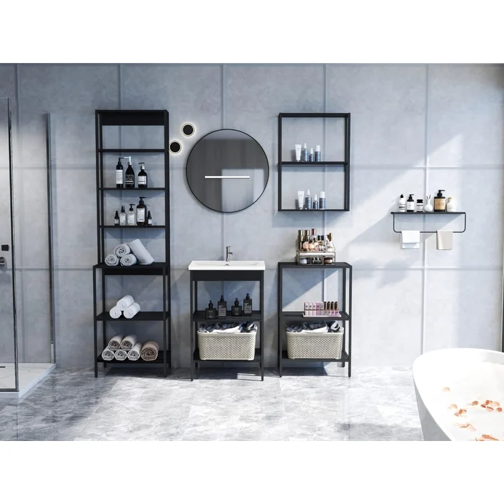 trendteam smart living - Lorin - Hochregal - Schwarz - Standregal mit 6 offenen Fächern - (BxHxT) 51 x 190 x 30 cm - bietet viel Stauraum – Bild 2
