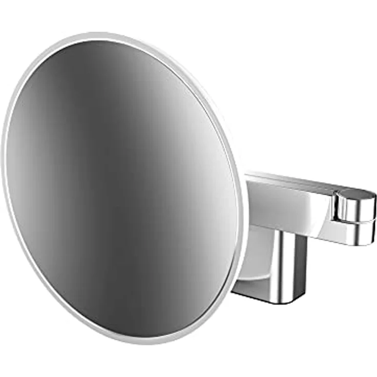 Emco Evo LED Kosmetik- und Rasierspiegel, runder Wandspiegel mit dimmbarer 5-fach Vergrößerung und Chrom-Optik, 120 x 230 x 430 mm – Bild 4