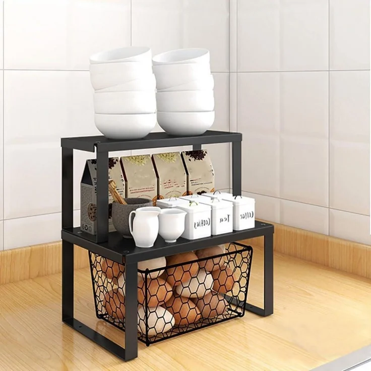 YunNasi Stapelbares Schrankregal Edelstahl Küchen Organizer 2x M 30x20x15cm – Bild 3