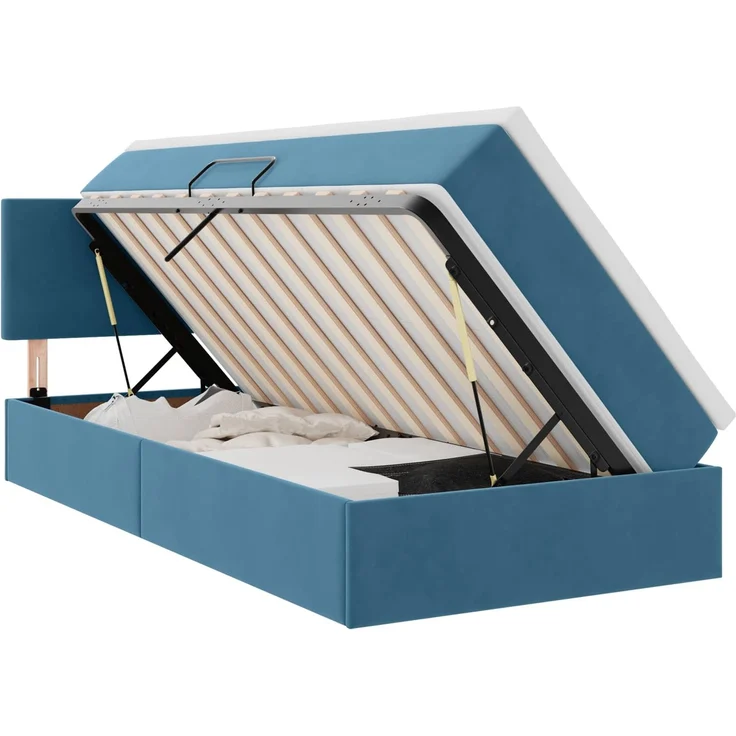 vidaXL Aufbewahrungsbett mit Kopfteil Dunkelblau 100 x 200 cm Samt 3370681 – Bild 2