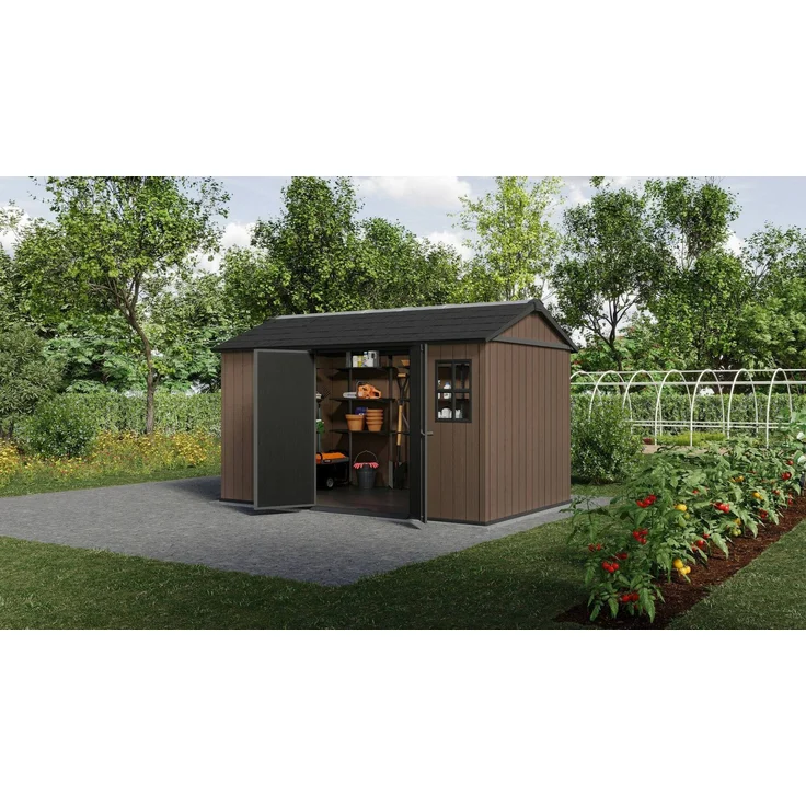 Dmora Gartenhaus Kincardine, Gartenhütte, Gartenhaus, Werkzeugschuppen, 230x413 h246 cm, Braun – Bild 7