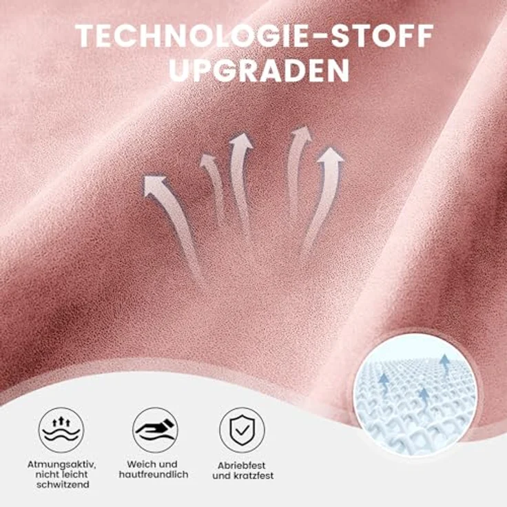 GTPLAYER Gaming Stuhl Stoff, Gaming Sessel mit Taschenfederkissen, ergonomischer Drehstuhl, Gamer Stuhl mit Fußstütze150 kg Belastbarkeit, Rosa – Bild 7