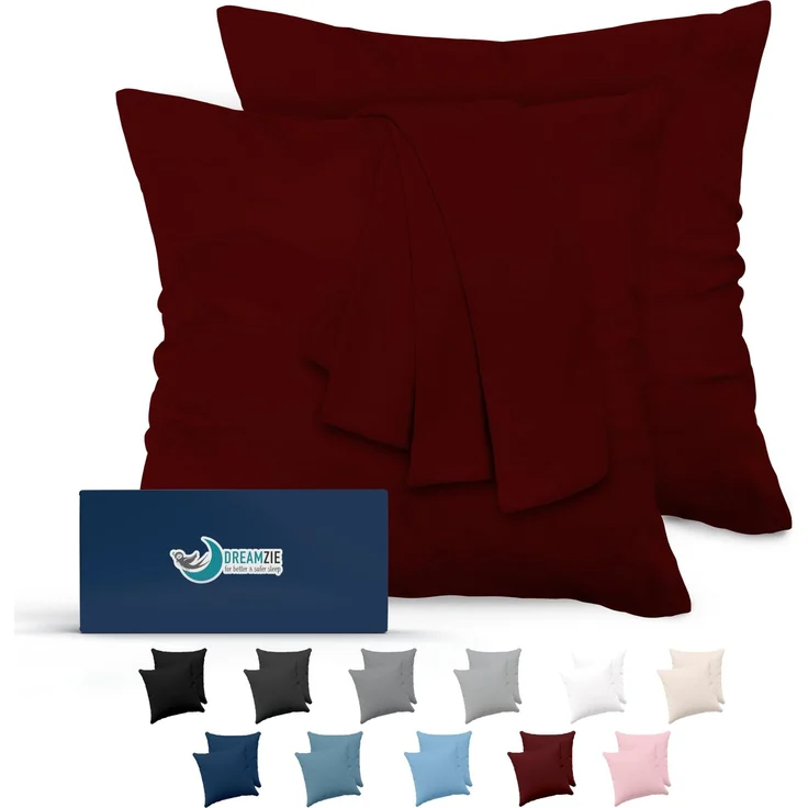 Dreamzie Kissenbezug 65x65 Burgunderrot 2er Set Mikrofaser Oeko-TEX Zertifiziert Kopfkissenbezug 65x65 Weich