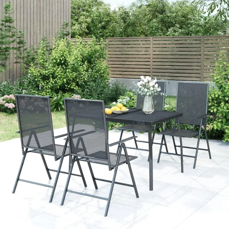 Capwee Gartenmöbel Set 4 Personen Stahl Essgruppe – Bild 1