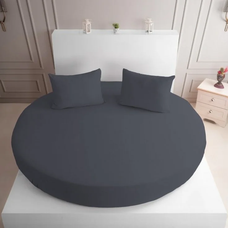 Strauss Home Spannbettlaken Premium RUND 220x220 bis 25cm 100% Baumwolle 150GSM Jersey, Gummizug: Rundumgummizug, 150GSM – Bild 4