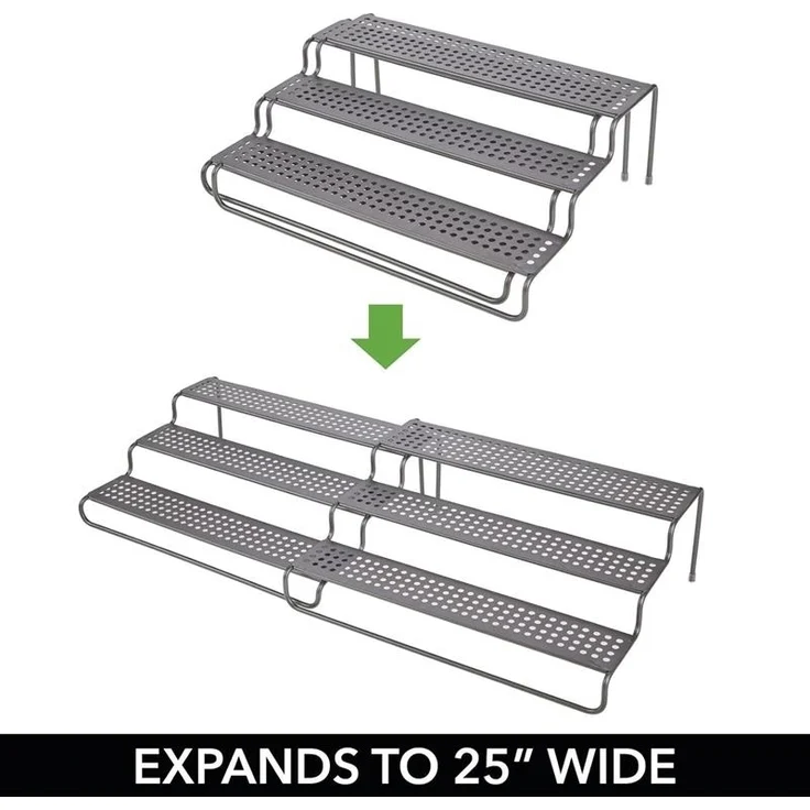 mDesign Gewürzregal Gewürzständer Regal Organizer ausziehbar Metall Graphit – Bild 5
