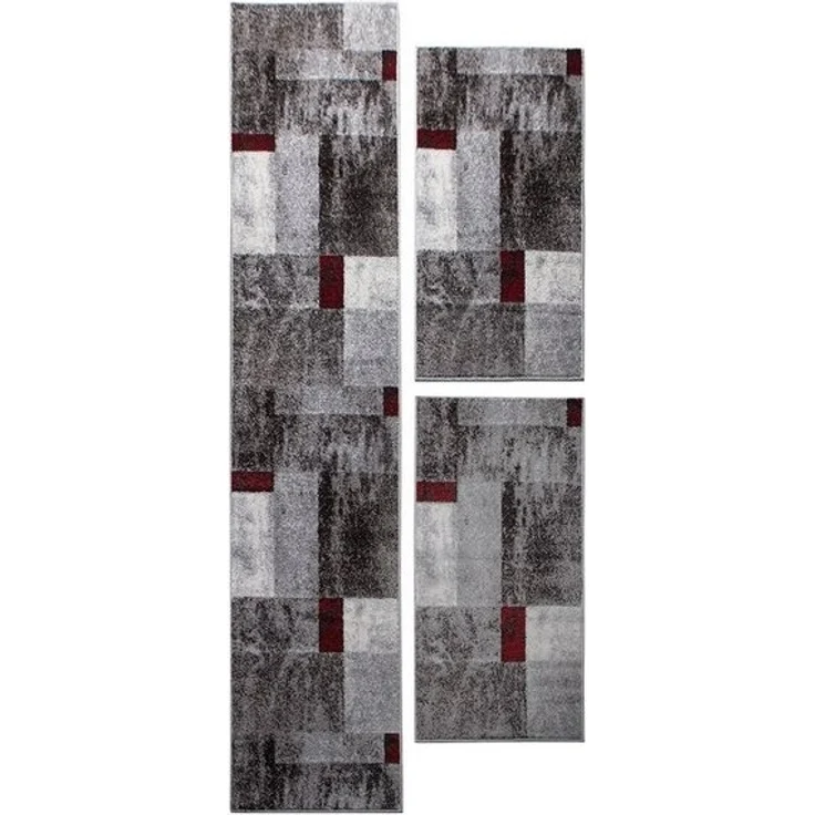 oKu-Tex Bettumrandung PHOENIX, Bettvorleger-Set, 3-tlg. Schlafzimmer, Höhe 11 mm, (Set, 3-tlg. 1 x 67 x 340 cm + 2 x 67 x 140 cm), Bettumrandung 3 teilig, weicher Kurzflor, modernes Design, meliert – Bild 4