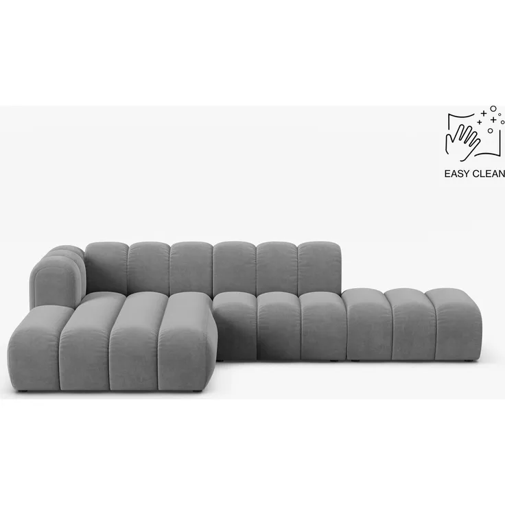 Micadoni Modulares Ecksofa offen Lupine 5-Sitzer Samt Venus Hellgrau Links