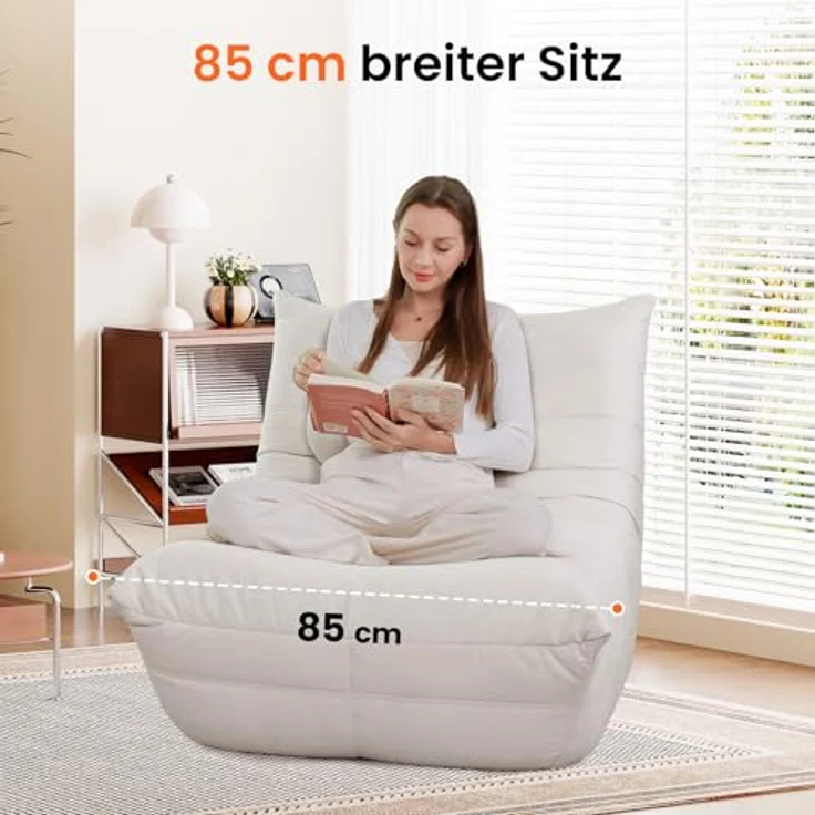Vesgantti Togo Sofa für kleine Räume, Bodensofa aus Memory-Schaum, Loungesofa aus Wildlederimitat, kleines Wohnzimmer Sofa für Schlafzimmer & Wohnzimmer, Weiß – Bild 5