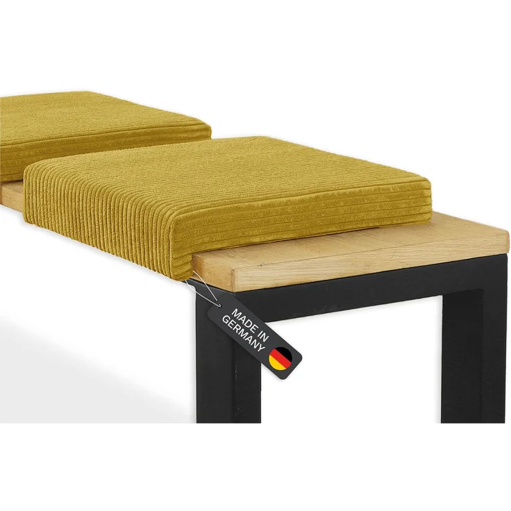 Lycce Bankauflage Klemmkissen mit Leiste - Cord, Polsterung, rutschfest Senfgelb 8x40x38cm – Bild 7