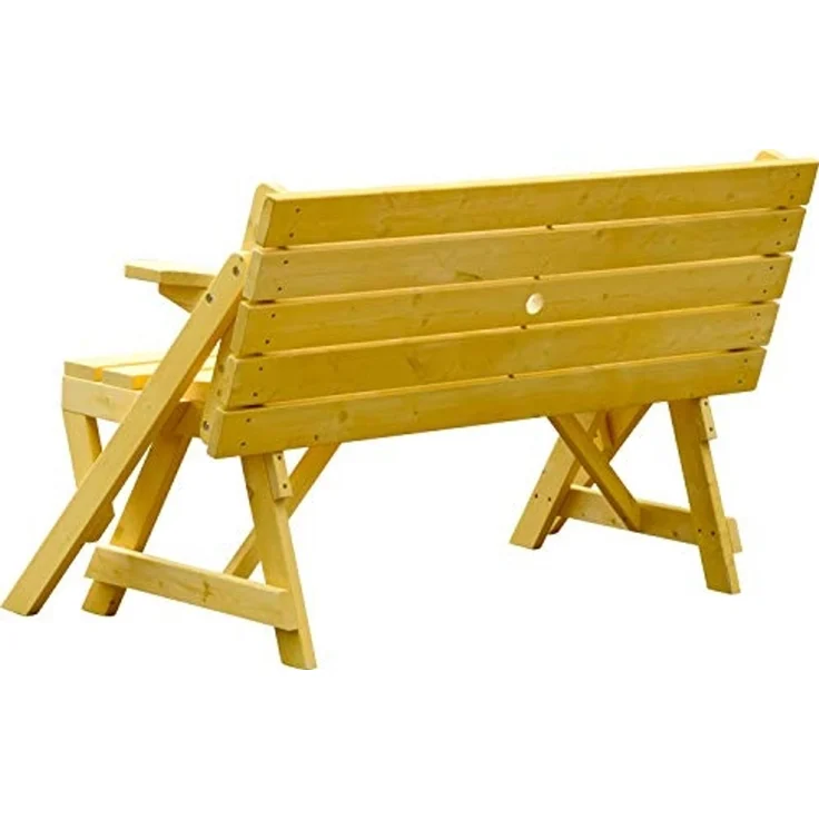 dobar® 29301FSCe Picknickbank 2in1 Groß | Multifunktions Gartenbank | Picknicktisch Massivholz | Sitzbank und Tisch 4 Personen | Sitzgarnitur Outdoor | 138 x 144 x 77 cm | Natur – Bild 6