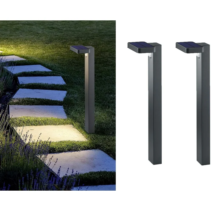LED Solar Wegeleuchten 2er Set Außenleuchte mit Bewegungsmelder in Anthrazit – Bild 1