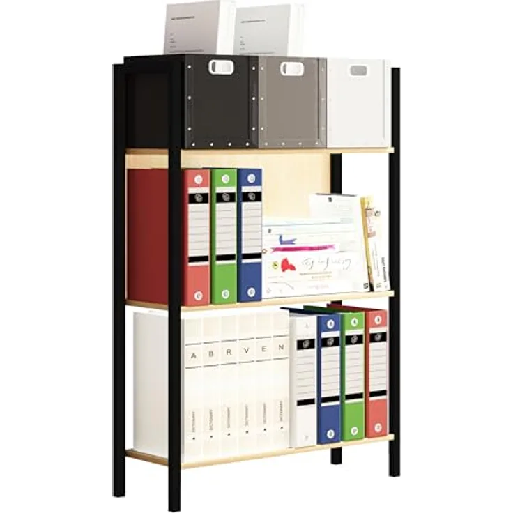 XXXL Xxxl Regal, Eiche Honig, stehend, 8 Fächer, 56x100x24 cm, Metall, Holzwerkstoff