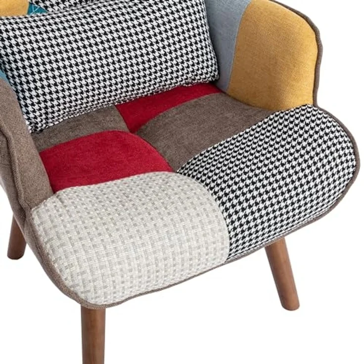 FurnitureR 1-er Set Patchwork Liegesessel, Buntes Design, Bequemes Polster, Holzrahmen, Vielseitige Verwendung, Stilvolle Sitzgelegenheit für Kinderzimmer – Bild 5