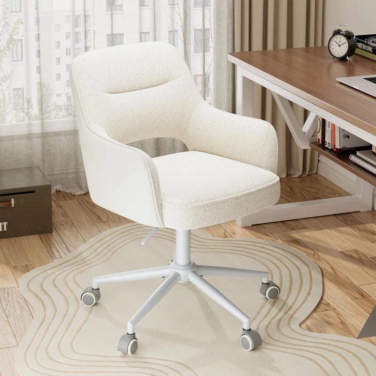 MALOL Drehstuhl Bürostuhl höhenverstellbar, Moderner Schreibtischstuhl mit Rollen, Ergonomischer Bürostuhl mit Armlehnen, 360° drehbar, Design für Büro, Homeoffice, Wohnzimmer, Weiß