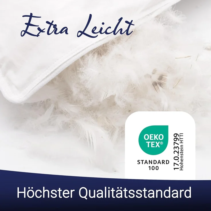 ZOLLNER Kopfkissen, Füllung: 85% Federn, 15% Daunen, Seitenschläfer, waschbar bis 60°C, Trocknergeeignet, 80 x 80 cm, 100% Baumwolle, vom Hotelwäschespezialisten – Bild 4