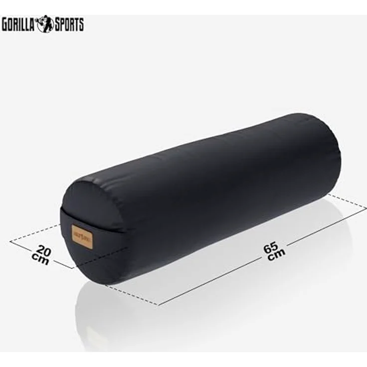 GORILLA SPORTS Yoga Bolster Yogakissen Ø20cm, aus 100% Baumwolle, mit Dinkelfüllung, Yogarolle, Waschbarer, mit Tragegriff, Yogakissen, für Restorative Yoga, Pilates – Bild 4
