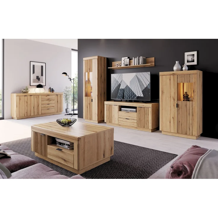 Lowboard >DELAMAR< in Coast Evoke Eiche Dekor - 146x66,6x39,6 (BxHxT) – Bild 3
