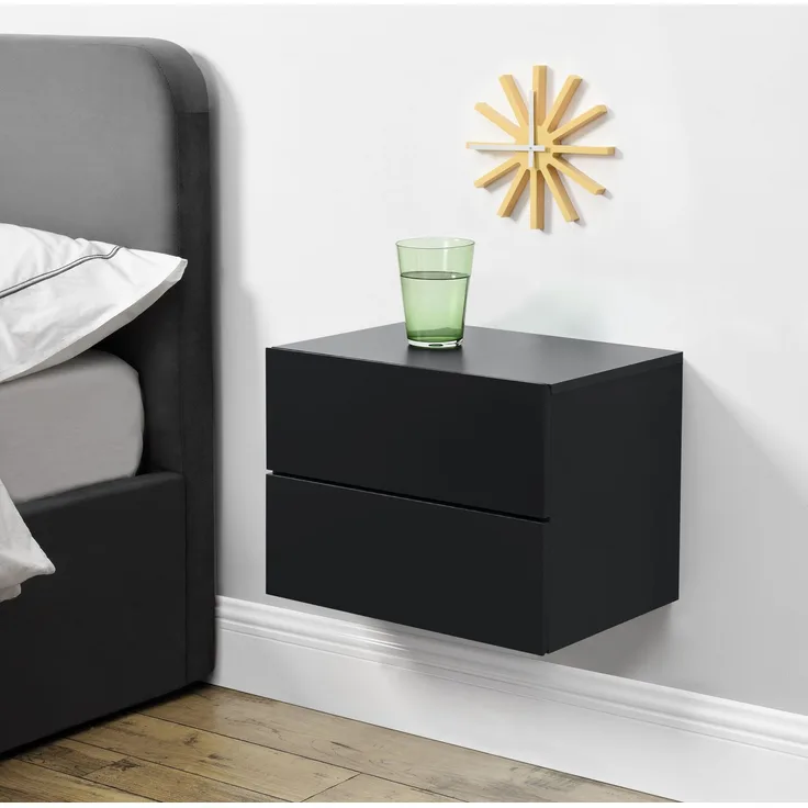Nachttisch hängend Ampfing mit 2 Schubladen Schwarz [en. casa]