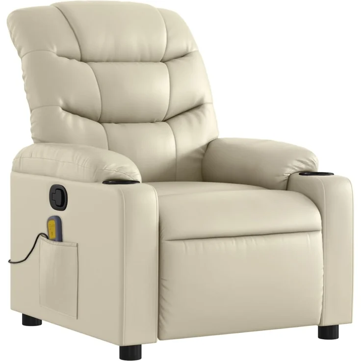 vidaXL Massagesessel mit Relaxfunktion, Kunstleder, Creme 3206904 – Bild 2