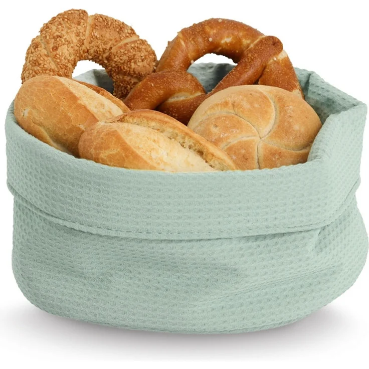 ZELLER 14534 Aufbewahrungskorb Ø 25 cm in MINT Waffelpiqué, Polyester / Korb – Bild 2