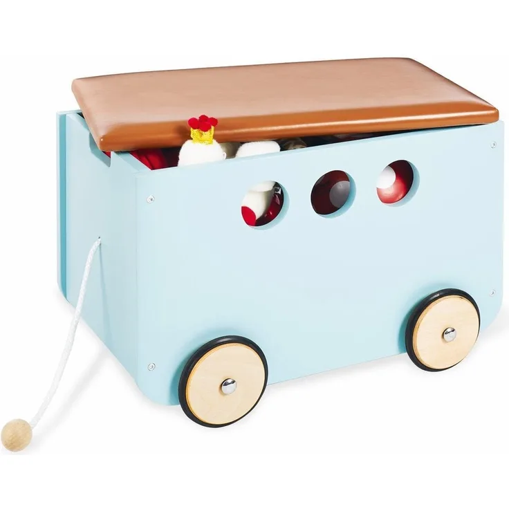 Pinolino 'Jim' Spielzeugkiste mit Rollen, MDF mint, 36 x 50 x 36 cm