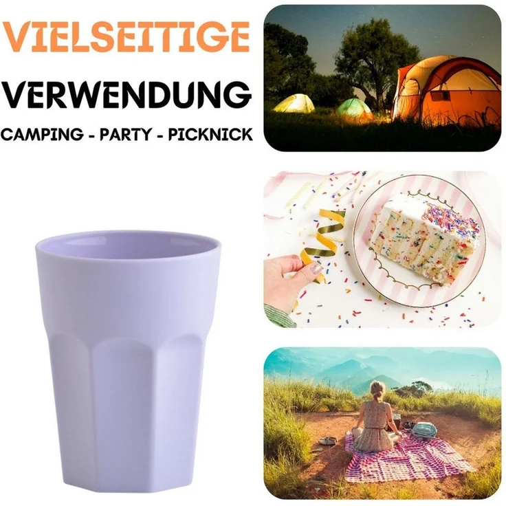 Engelland Becher Kunststoffbecher in modernen Pastellfarben, Mehrweg, 15-tlg, Kunststoff, spülmaschinengeeignet, bruchfest, wiederverwendbar, 250 ml, 0,25 Liter – Bild 2