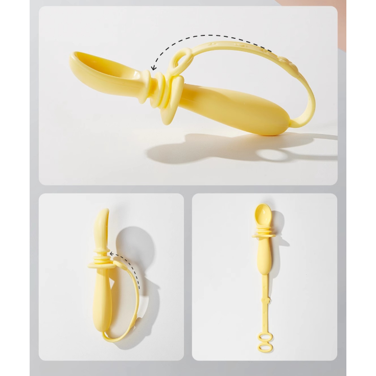 ABC Blauer Babylöffel aus Vollsilikon mit Aufbewahrungsbox, geeignet für Babys selbstständiges Essen und Beikost, enthält Gabel und Löffel – Bild 5