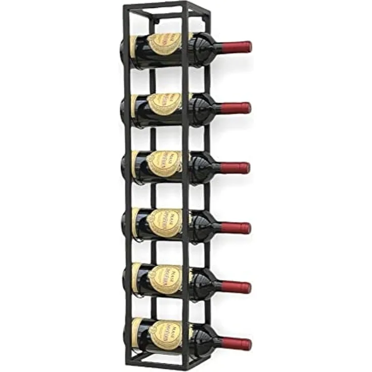 DanDiBo Weinregal Metall Wand 80 cm Schwarz Flaschenregal 96238 Flaschenhalter Wandmontage Modern Wandhalter Wandregal für 6 Flaschen