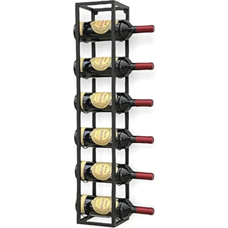 DanDiBo Weinregal Metall Wand 80 cm Schwarz Flaschenregal 96238 Flaschenhalter Wandmontage Modern Wandhalter Wandregal für 6 Flaschen – Bild 1