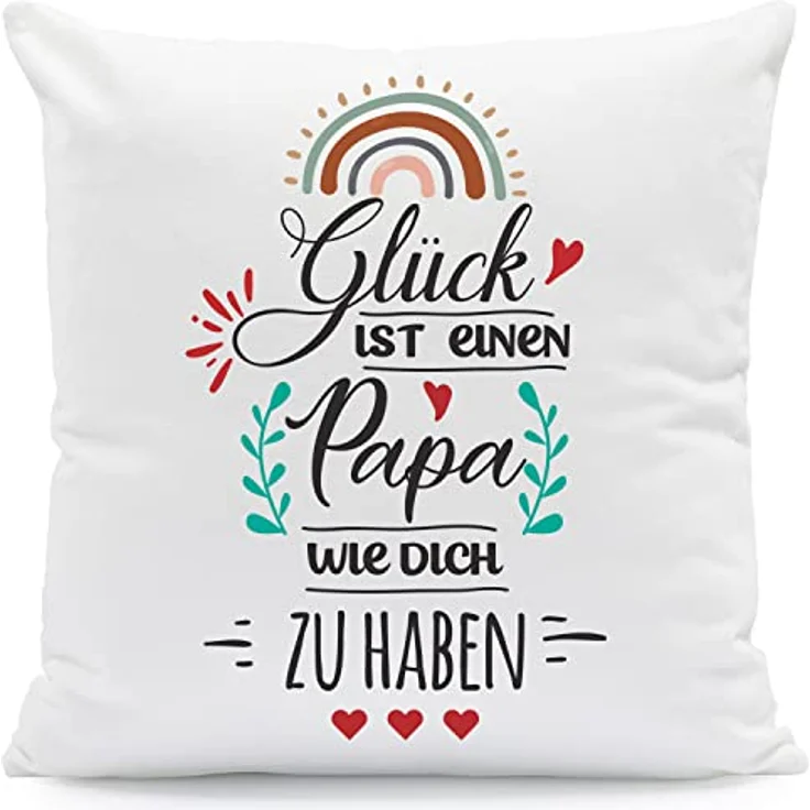 GRAVURZEILE Zierkissen mit Spruch - Glück ist - Geschenk für Freunde & Familie -, starke Farben ohne verblassen - Papa - mit Füllung – Bild 2