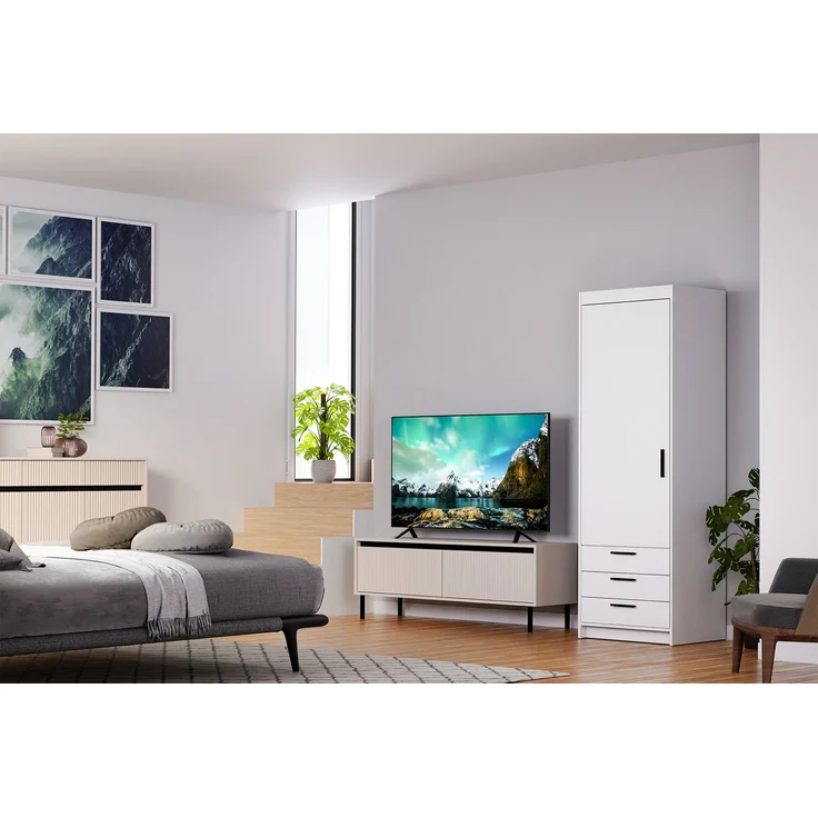 AX LIVING Kleiderschrank Schrank Weiß Storicos 1T3S 59,9cm Modern – Bild 5