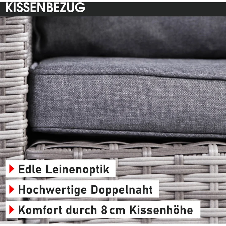 BRAST Gartenmöbel Set Family Grau/Anthrazit bis zu 11 Personen inkl. extra Dicke Kissen Outdoor Loungemöbel Sitzgruppe Essgruppe Garnitur – Bild 8