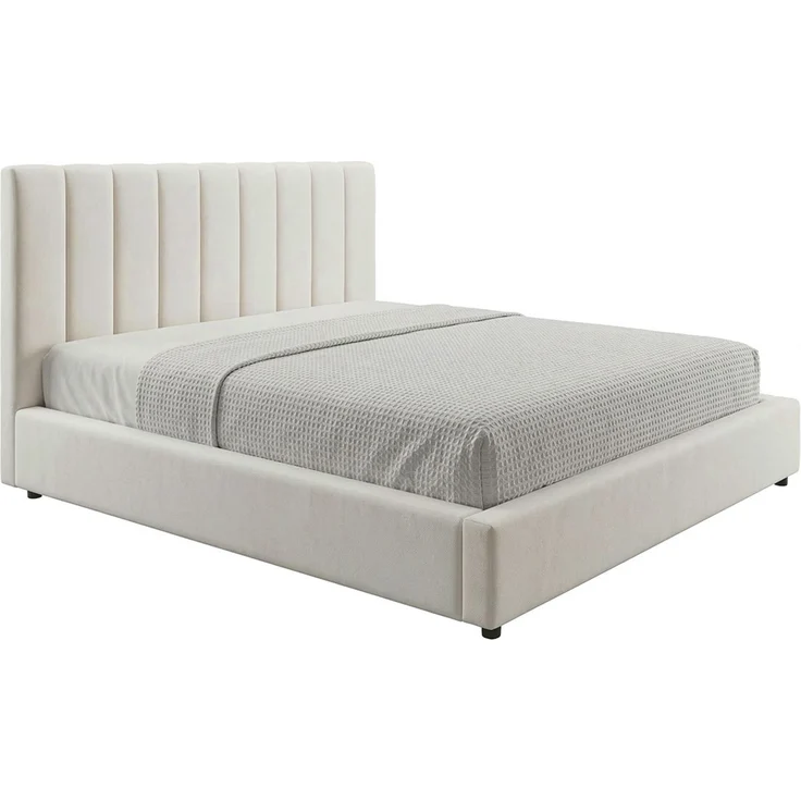KAWOLA Bett CATTURA Polsterbett Velvet creme 160x200cm mit Lattenrost – Bild 3