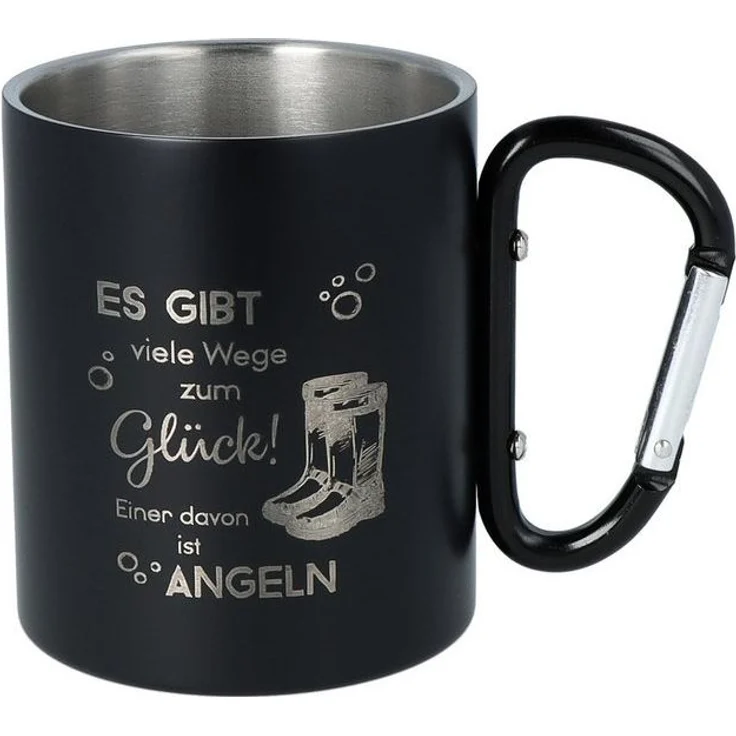Spruchreif® Tasse Doppelwandige Edelstahltasse mit Karabinerhaken, Anglergeschenk – Bild 4
